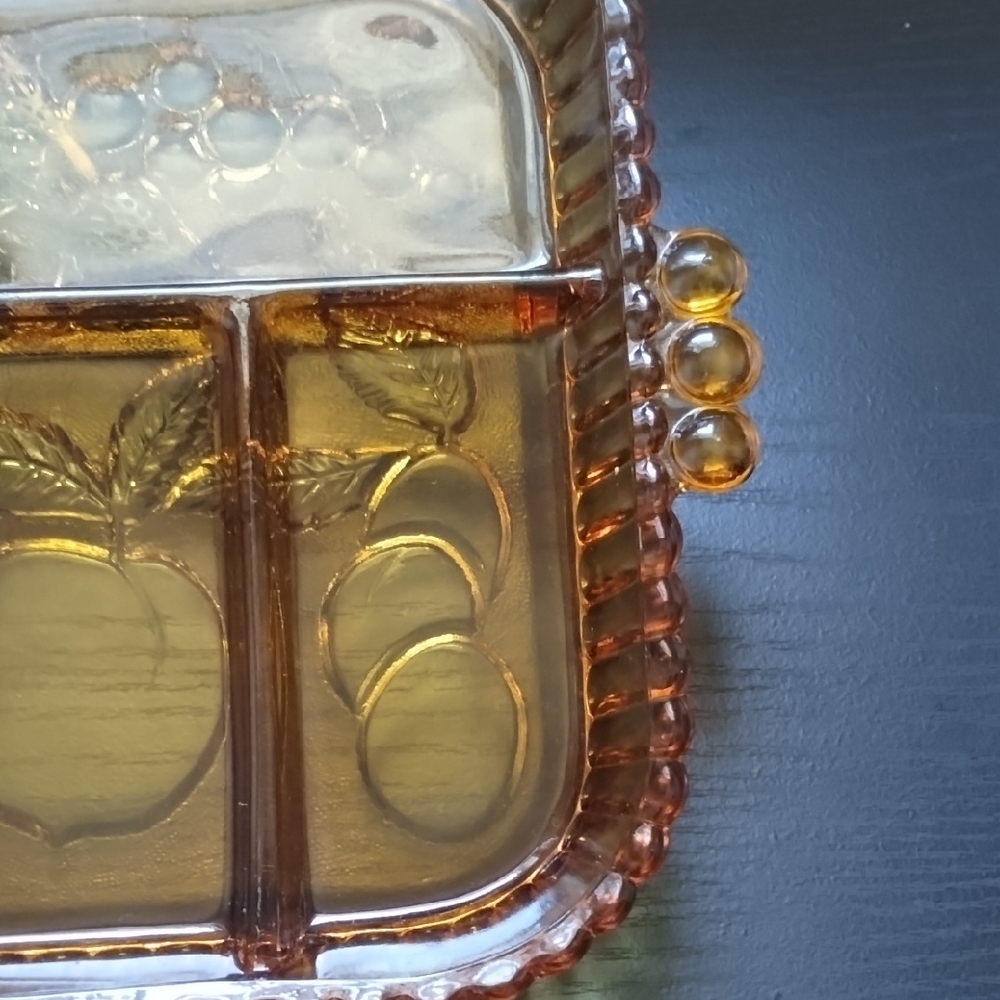 Vintage Amber Glass Divided Serving Tray - Picture 6 of 6